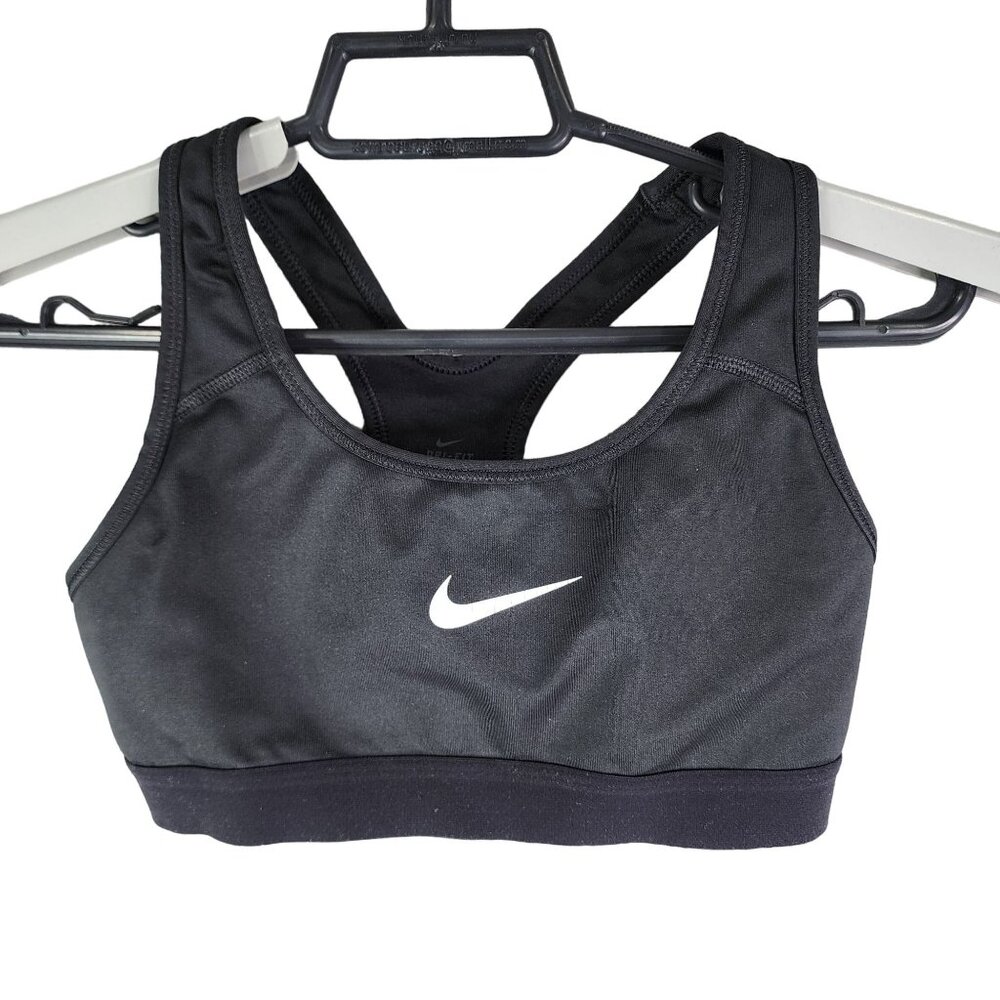 Womens Black Nike Dri-Fit Sports Bra Racerback Medium Support Size XS